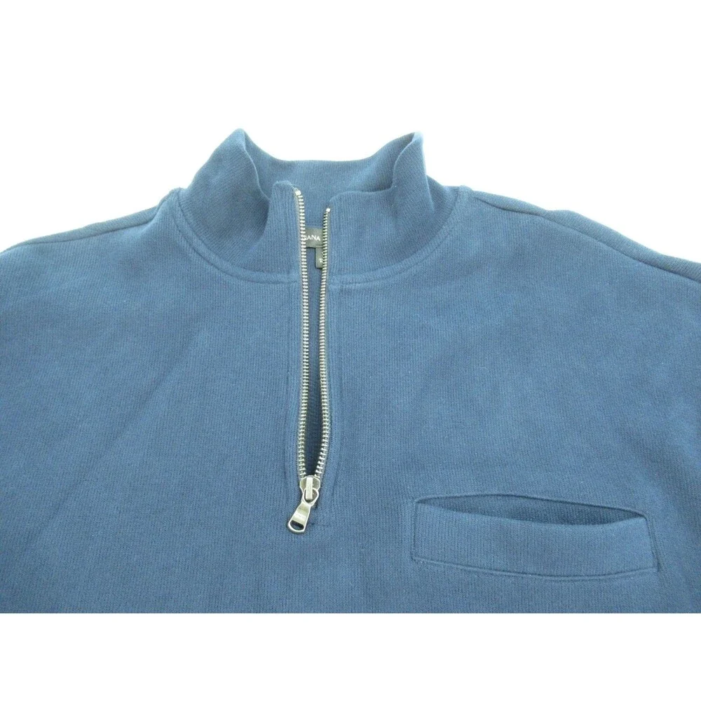 Banana Republic Men's XL 1/4 Zip Sweater w/Pocket Organic Cotton Navy Blue